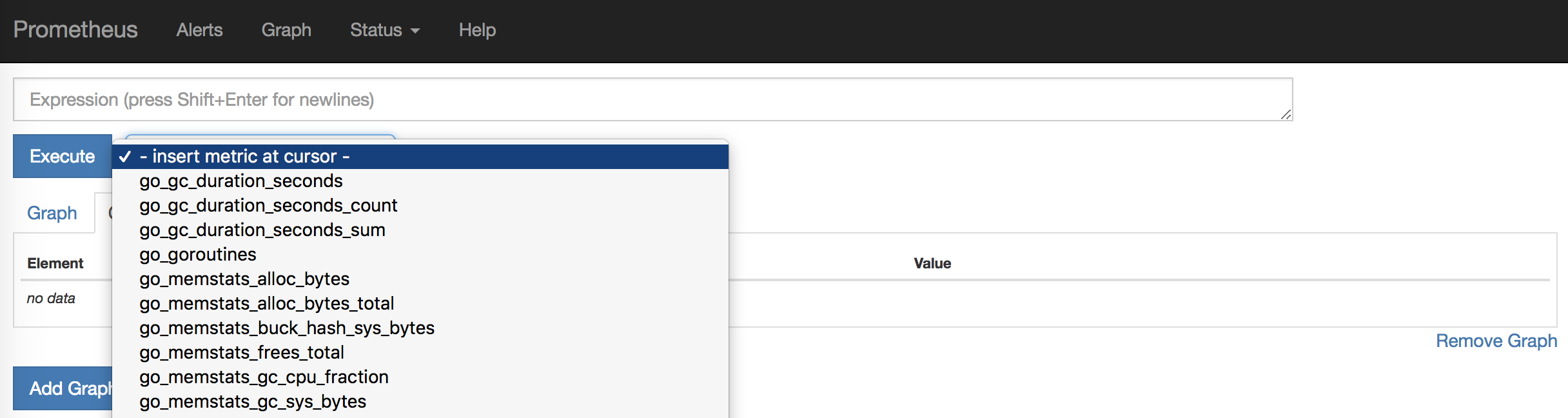 The Prometheus dashboard